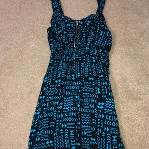 Short chevron blue and black dress